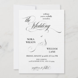 Elegant Classic Calligraphy Wedding Invitation Kaart