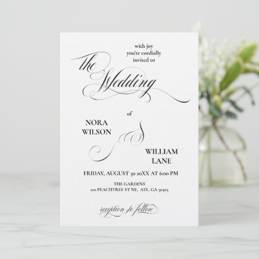 Elegant Classic Calligraphy Wedding Invitation Kaart (Staand voorkant)