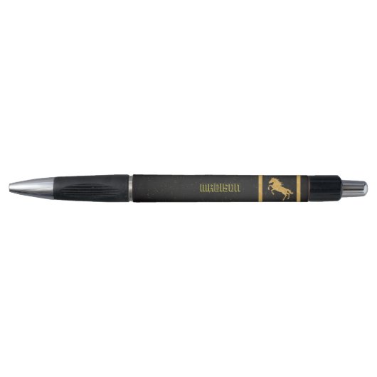 Elegant Classic Chic Zwart Goud Paard gepersonalis Pen (Voorkant)
