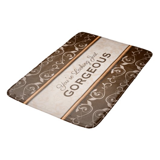 Elegant Classic Chocolate Flourish Bronze Monogram Badmat (Gekanteld)