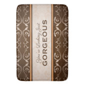 Elegant Classic Chocolate Flourish Bronze Monogram Badmat (Voorkant Verticaal)