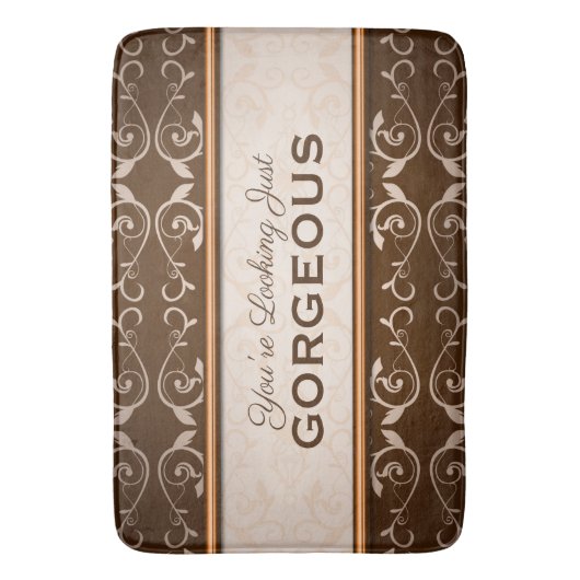 Elegant Classic Chocolate Flourish Bronze Monogram Badmat (Voorkant Verticaal)