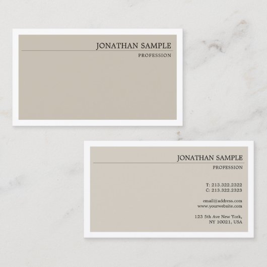 Elegant Classic Colors Minimale Gewoon Professiona Visitekaartje (Voorkant / Achterkant)