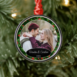 Elegant Classic Couple Foto 1 Kerstmis Metalen Ornament