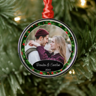 Elegant Classic Couple Foto 1 Kerstmis Metalen Ornament