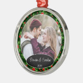 Elegant Classic Couple Foto 1 Kerstmis Metalen Ornament (Links)