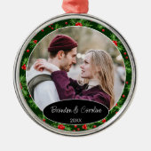 Elegant Classic Couple Foto 1 Kerstmis Metalen Ornament (Voorkant)