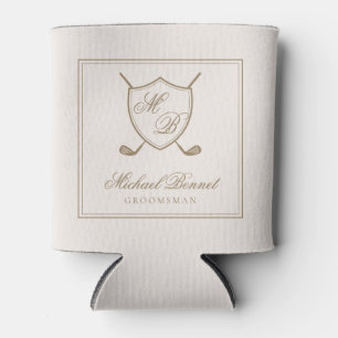 Elegant Classic Crest Monogram Golf Wedding Blikjeskoeler