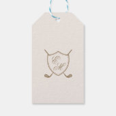 Elegant Classic Crest Monogram Golf Wedding Cadeaulabel (Achterkant)