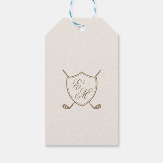 Elegant Classic Crest Monogram Golf Wedding Cadeaulabel (Achterkant)