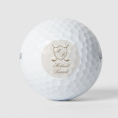Elegant Classic Crest Monogram Golf Wedding Golfballen (Voorkant)