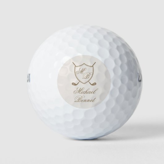 Elegant Classic Crest Monogram Golf Wedding Golfballen (Voorkant)