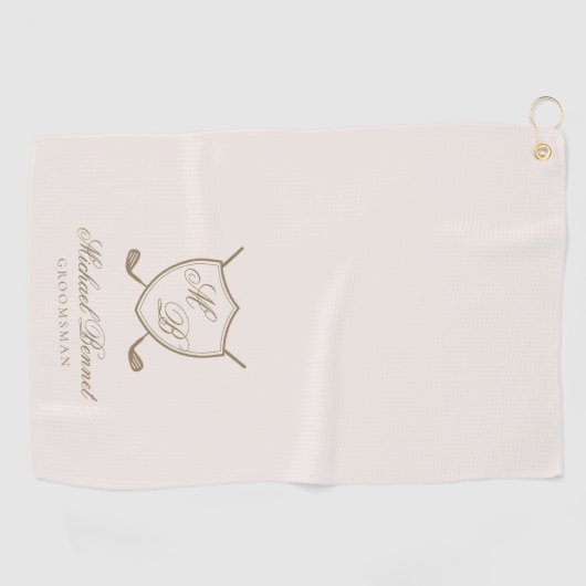 Elegant Classic Crest Monogram Golf Wedding Golfhanddoek (Horizontaal)