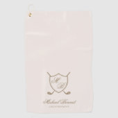 Elegant Classic Crest Monogram Golf Wedding Golfhanddoek (Voorkant)