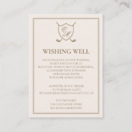 Elegant Classic Crest Monogram Golf Wedding Informatiekaartje