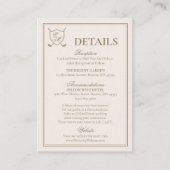 Elegant Classic Crest Monogram Golf Wedding Informatiekaartje (Voorkant)