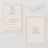 Elegant Classic Crest Monogram Golf Wedding Informatiekaartje (Voorkant / Achterkant)