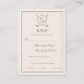 Elegant Classic Crest Monogram Golf Wedding Informatiekaartje (Voorkant)