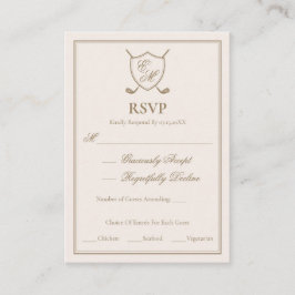 Elegant Classic Crest Monogram Golf Wedding Informatiekaartje