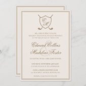Elegant Classic Crest Monogram Golf Wedding Kaart (Voorkant / Achterkant)