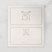 Elegant Classic Crest Monogram Golf Wedding Plaatskaartje (Buitenkant ongevouwen)