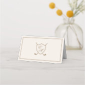 Elegant Classic Crest Monogram Golf Wedding Plaatskaartje (Achterkant)