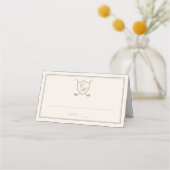 Elegant Classic Crest Monogram Golf Wedding Plaatskaartje (Voorkant)