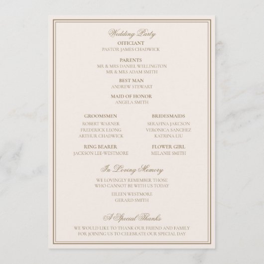 Elegant Classic Crest Monogram Golf Wedding Programmakaart (Achterkant)
