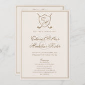 Elegant Classic Crest Monogram Golf Wedding Programmakaart (Voorkant / Achterkant)