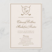 Elegant Classic Crest Monogram Golf Wedding Programmakaart (Voorkant)