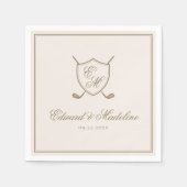 Elegant Classic Crest Monogram Golf Wedding Servet (Voorkant)