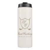Elegant Classic Crest Monogram Golf Wedding Thermosbeker (Voorkant)