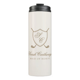 Elegant Classic Crest Monogram Golf Wedding Thermosbeker