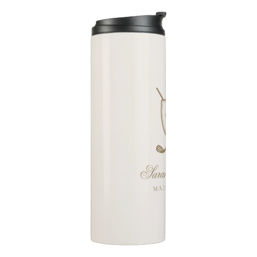 Elegant Classic Crest Monogram Golf Wedding Thermosbeker (Gedraaid links)