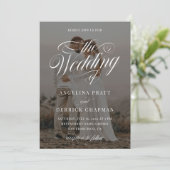Elegant Classic Custom Photo Calligraphy Weddensch Kaart (Staand voorkant)
