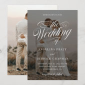 Elegant Classic Custom Photo Calligraphy Weddensch Kaart (Voorkant / Achterkant)