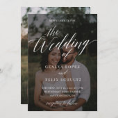 Elegant Classic Custom Photo Calligraphy Weddensch Kaart (Voorkant / Achterkant)