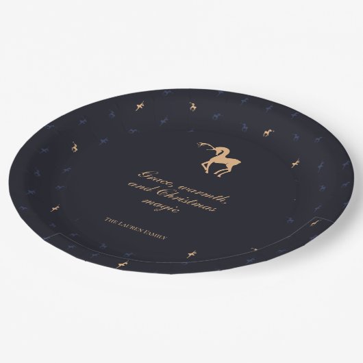 Elegant classic dark blue paper plate papieren bordje (Gekanteld)