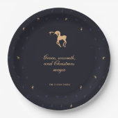 Elegant classic dark blue paper plate papieren bordje (Voorkant)