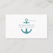 Elegant Classic Deep Aqua Nautisch Anker Logo Visitekaartje (Achterkant)