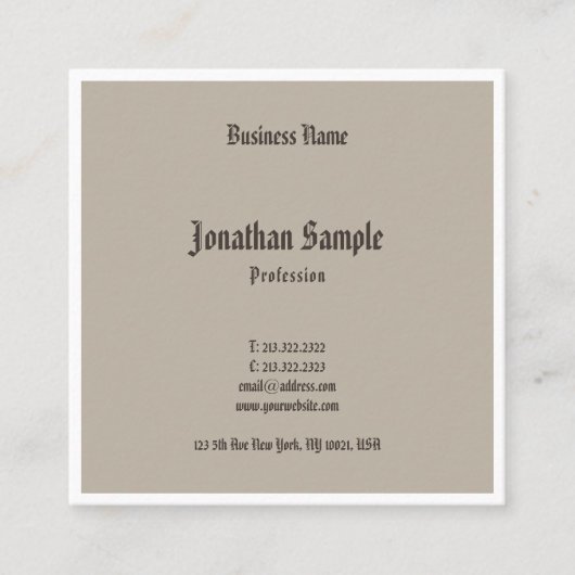 Elegant Classic Design American Text Cool Nostaly Vierkante Visitekaartje (Voorkant)