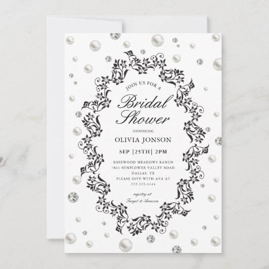 Elegant Classic Diamonds and Pearls Vrijgezellenfe Kaart (Voorkant)