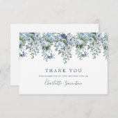 Elegant Classic Dusty Blue Floral 60ste verjaardag Bedankkaart (Voorkant / Achterkant)