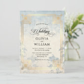 Elegant Classic Dusty Blue Wedding Kaart (Staand voorkant)