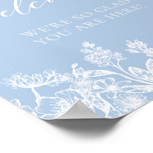 Elegant Classic Dusty Blue Wildflower Welkomstbord Poster (Hoek)
