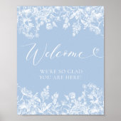 Elegant Classic Dusty Blue Wildflower Welkomstbord Poster (Voorkant)