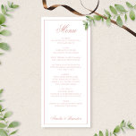 Elegant Classic Dusty Rose Border Script Wedding Menu<br><div class="desc">Elevate your wedding table with timeless sophistication using our Elegant Classic Dusty Rose Border Script Wedding Menu. Featuring a crisp white background, soft dusty rose script, and a delicate dusty rose border, this menu blends classic elegance with a refined, romantic touch. Perfect for showcasing your carefully curated wedding cuisine, it...</div>