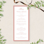 Elegant Classic Dusty Rose Border Script Wedding Menu<br><div class="desc">Elevate your wedding table with timeless sophistication using our Elegant Classic Dusty Rose Border Script Wedding Menu. Featuring a crisp white background, soft dusty rose script, and a delicate dusty rose border, this menu blends classic elegance with a refined, romantic touch. Perfect for showcasing your carefully curated wedding cuisine, it...</div>