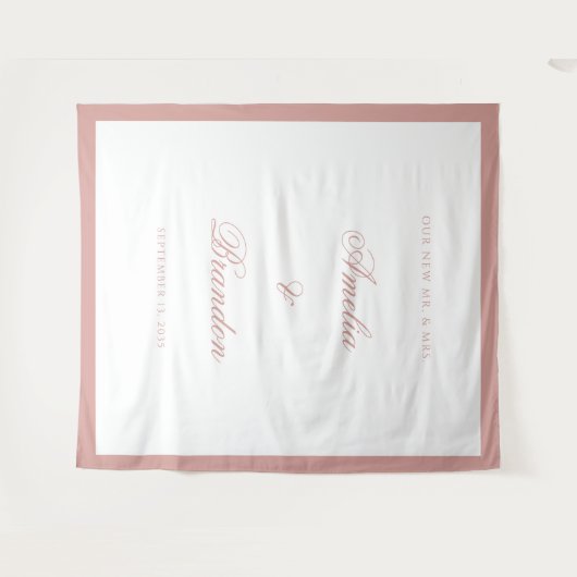 Elegant Classic Dusty Rose Border Wedding Backdrop Wandkleed (Voorkant (horizontaal))