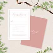 Elegant Classic Dusty Rose Monogram Script Wedding RSVP Kaartje